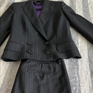 Elegant Gray Pinstripe women’s pants suit